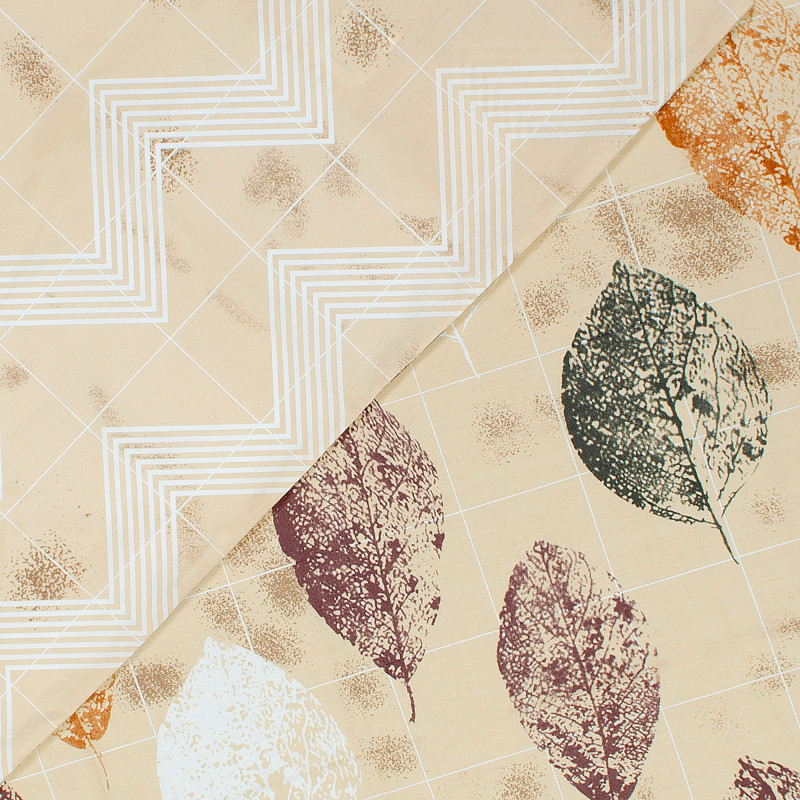 Євро комплект постільної білизни Home Line "ЛИСТЯ" (бежевий) 184339