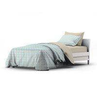 Півтораспальний комплект постільної білизни Home Line "КЛІТИНКА КУХОННА" (бежево-бірюзовий/бежевий)