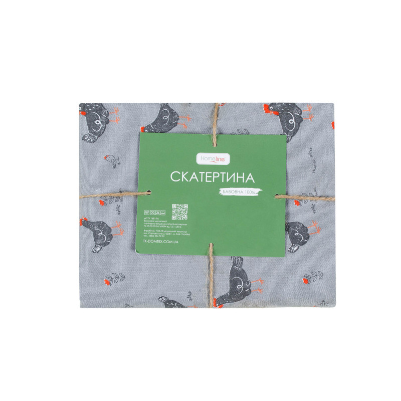 Скатертина Home Line "Прогулянка з курчатами" (сірий) 120х150 183919