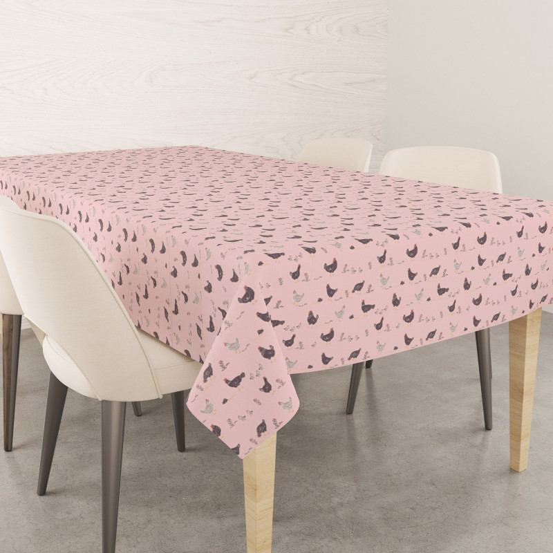 Скатертина Home Line "Прогулянка з курчатами" (рожевий) 150х150 183702