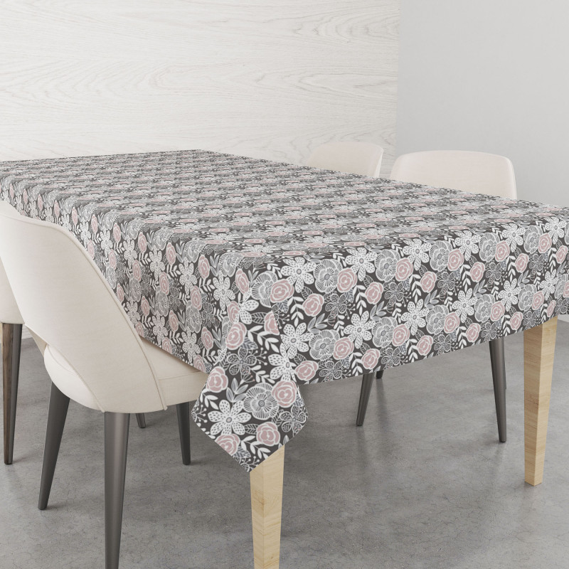 Скатертина Home Line "Квіти декоративні" (графітово-фрезові) 120х150 183594