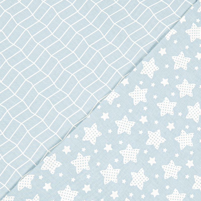 Дитячий комплект постільної білизни “ЗОРІ В ГОРОХ/ПАРКЕТ” (світло-блакитний) 183207