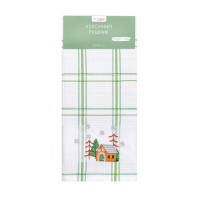 Рушник вафельний Home Line (смужка зелена, з вишивкою ліс) 45x70см 180064