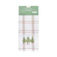 Рушник вафельний Home Line (смужка коричнева, з вишивкою ялинки) 45x70см 180063