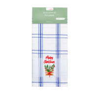 Рушник вафельний Home Line (смужка синя, з вишивкою кошик) 45x70см 180059