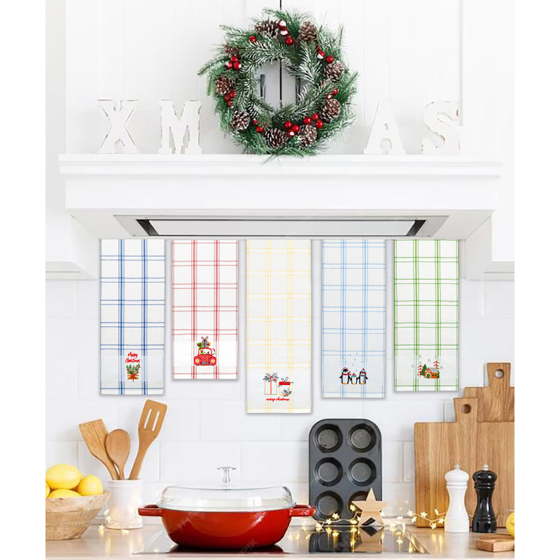 Рушник вафельний Home Line (смужка синя, з вишивкою кошик) 45x70см 180059
