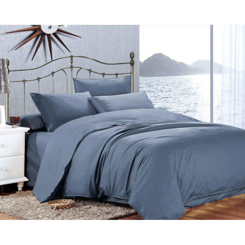 Євро комплект постільної білизни Home Line "Сатин Люкс" (сіро-блакитний) 176556