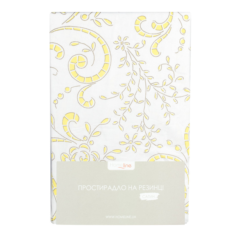Простирадло сатин на резинці Home Line "Гілля мікс" (жовто-білий) 90х200см 162466