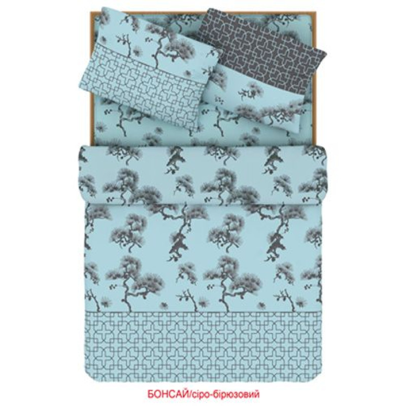 Сімейний комплект постільної білизни Home Line "Бонсай" (бірюзовий) 88502