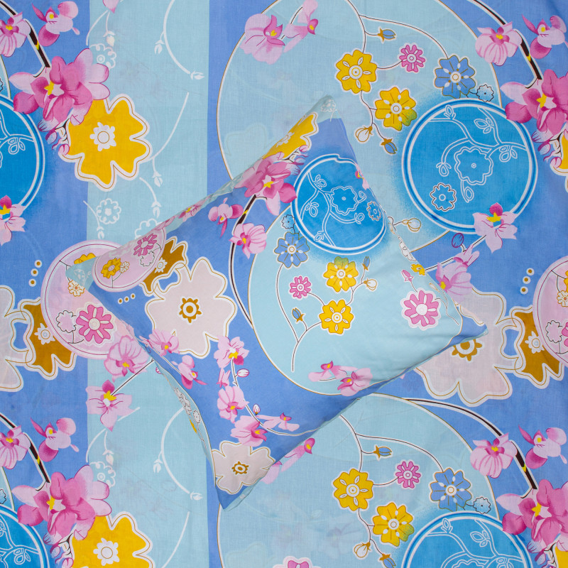 Сімейний комплект постільної білизни Home Line "Сакура" (блакитний) 85609