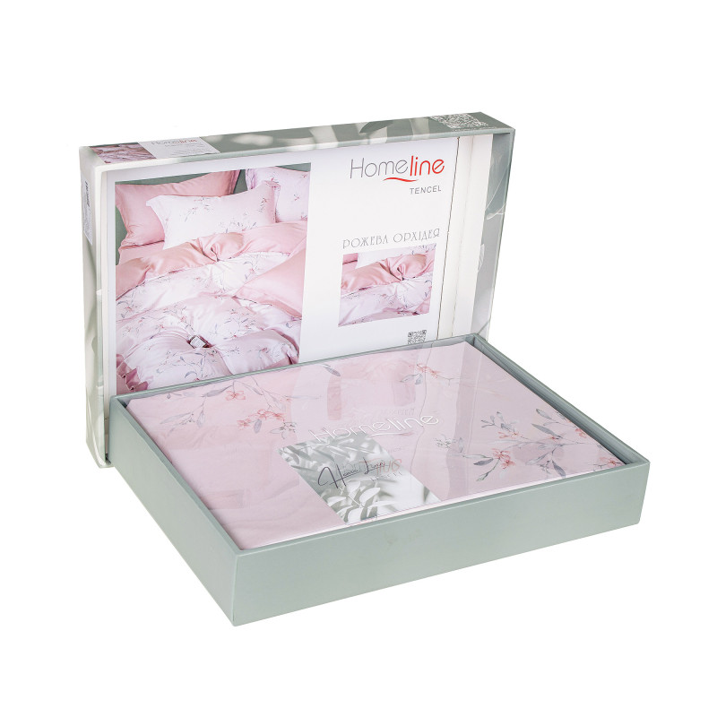 Євро комплект постільної білизни Home Line "ОРХІДЕЯ РОЖЕВА" (в коробці) 187056