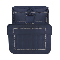 Постільна білизна MieCasa сатин - Circle lacivert-bej синій-бежевий king size