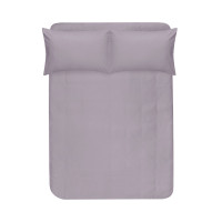 Простирадло на резинці з наволочками сатин premium Lotus Home - Leona бузковий 160*200+50*70 (2)