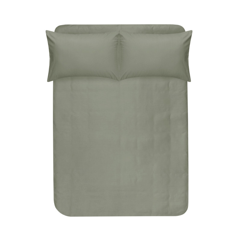 Простирадло на резинці з наволочками сатин premium Lotus Home - Leona оливковий 160*200+50*70 (2)