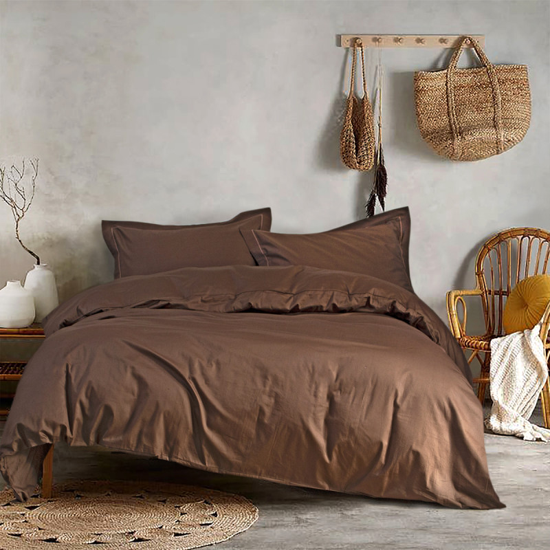 Постільна білизна сатин premium Lotus Home - Dakota Modern шоколадний євро