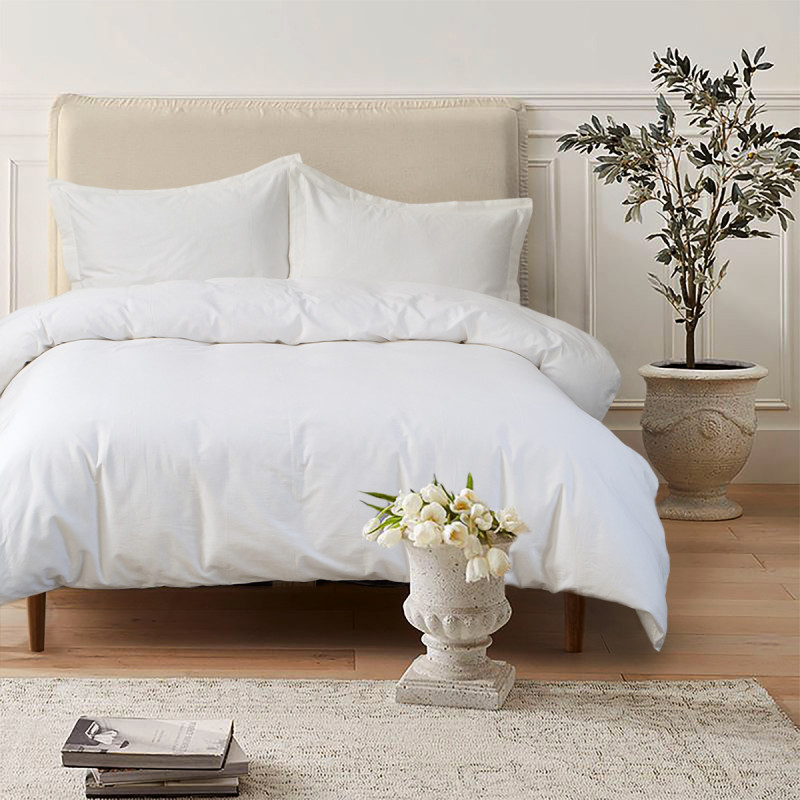 Постільна білизна сатин Lotus Home - White Collection Classic молочний євро
