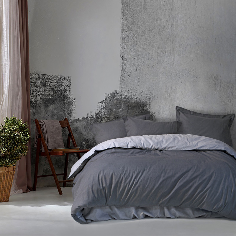 Постільна білизна сатин premium Lotus Home - Basic світло-сірий сімейний
