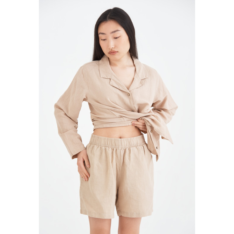 Домашні шорти з льону Lotus Home - Bruma бежевий S