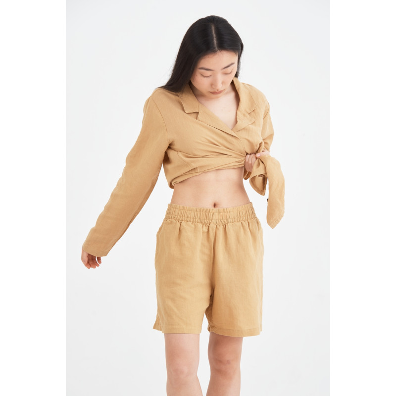 Домашні шорти з льону Lotus Home - Bruma гірчичний M