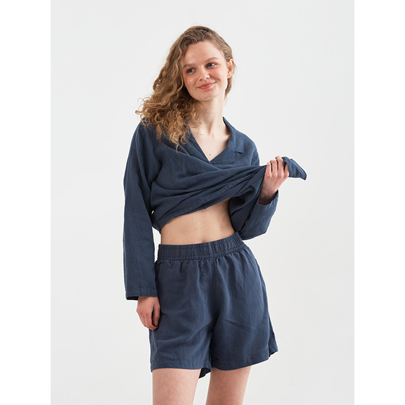 Домашні шорти з льону Lotus Home - Bruma синій M