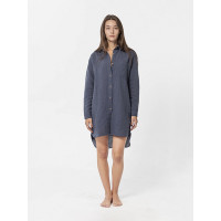 Домашня довга сорочка з льону Lotus Home - Bruma синій L