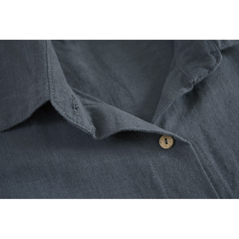 Домашня довга сорочка з льону Lotus Home - Bruma синій L