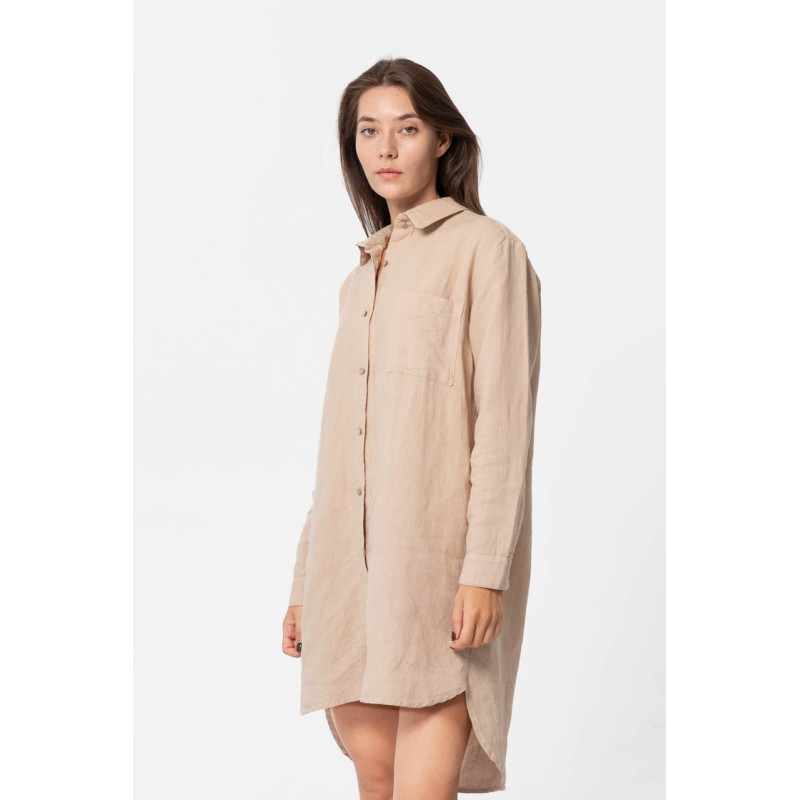 Домашня довга сорочка з льону Lotus Home - Bruma бежевий XL