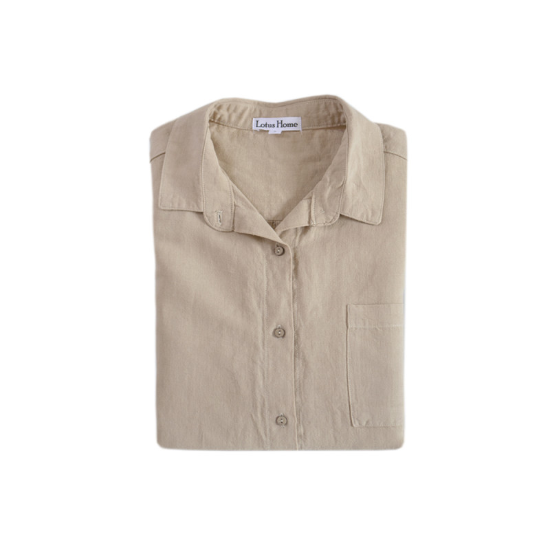 Домашня довга сорочка з льону Lotus Home - Bruma бежевий XL