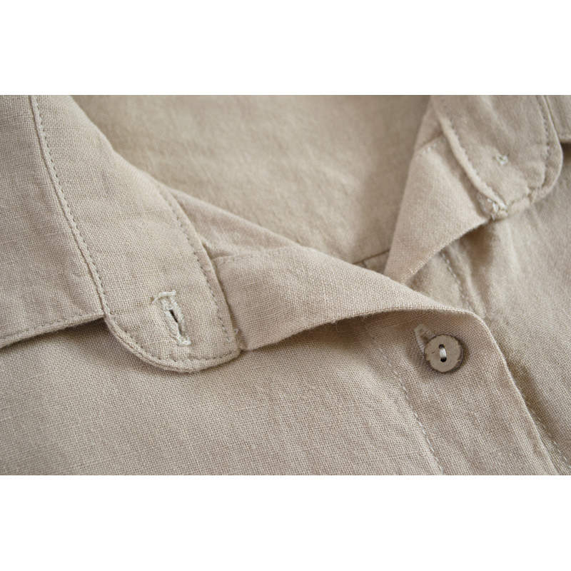 Домашня довга сорочка з льону Lotus Home - Bruma бежевий M