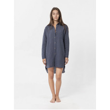 Домашня довга сорочка з льону Lotus Home - Bruma синій S