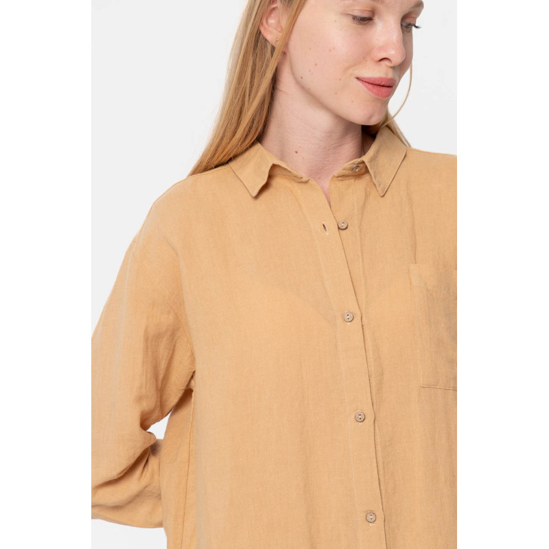 Домашня довга сорочка з льону Lotus Home - Bruma гірчичний M