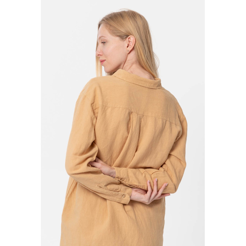 Домашня довга сорочка з льону Lotus Home - Bruma гірчичний M