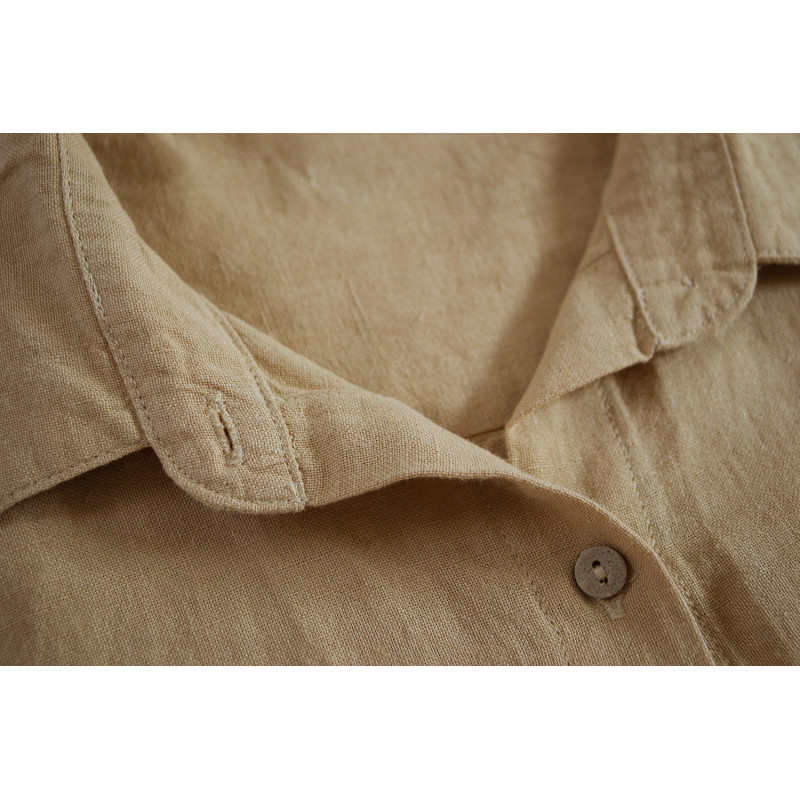 Домашня довга сорочка з льону Lotus Home - Bruma гірчичний M