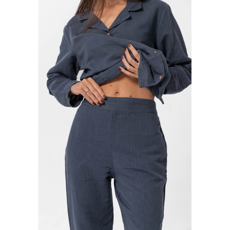 Домашні жіночі штани з льону Lotus Home - Bruma синій M