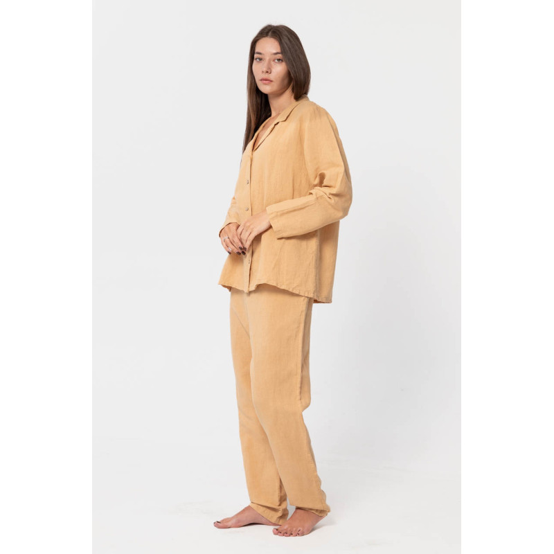 Домашні жіночі штани з льону Lotus Home - Bruma гірчичний XL