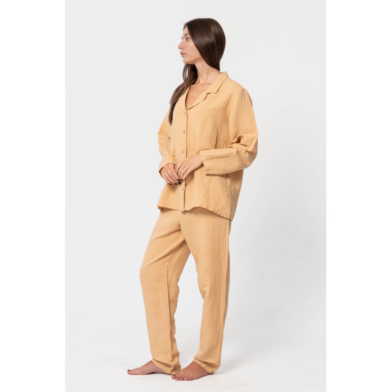 Домашні жіночі штани з льону Lotus Home - Bruma гірчичний XL