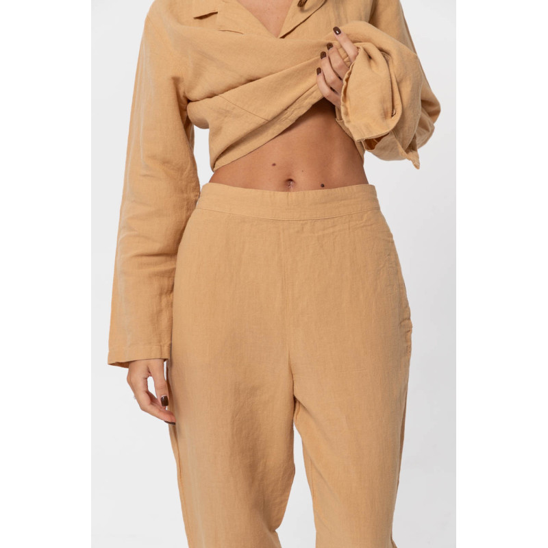 Домашні жіночі штани з льону Lotus Home - Bruma гірчичний S