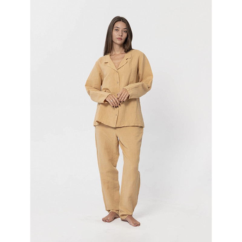 Домашні жіночі штани з льону Lotus Home - Bruma гірчичний M