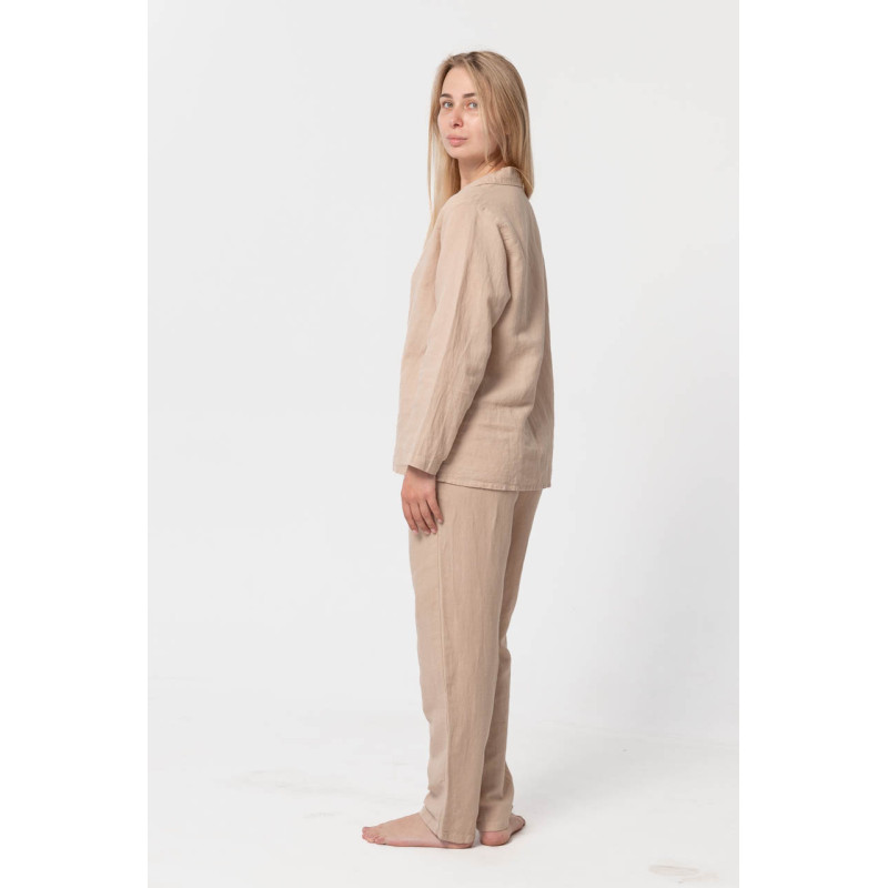 Домашні жіночі штани з льону Lotus Home - Bruma бежевий XL