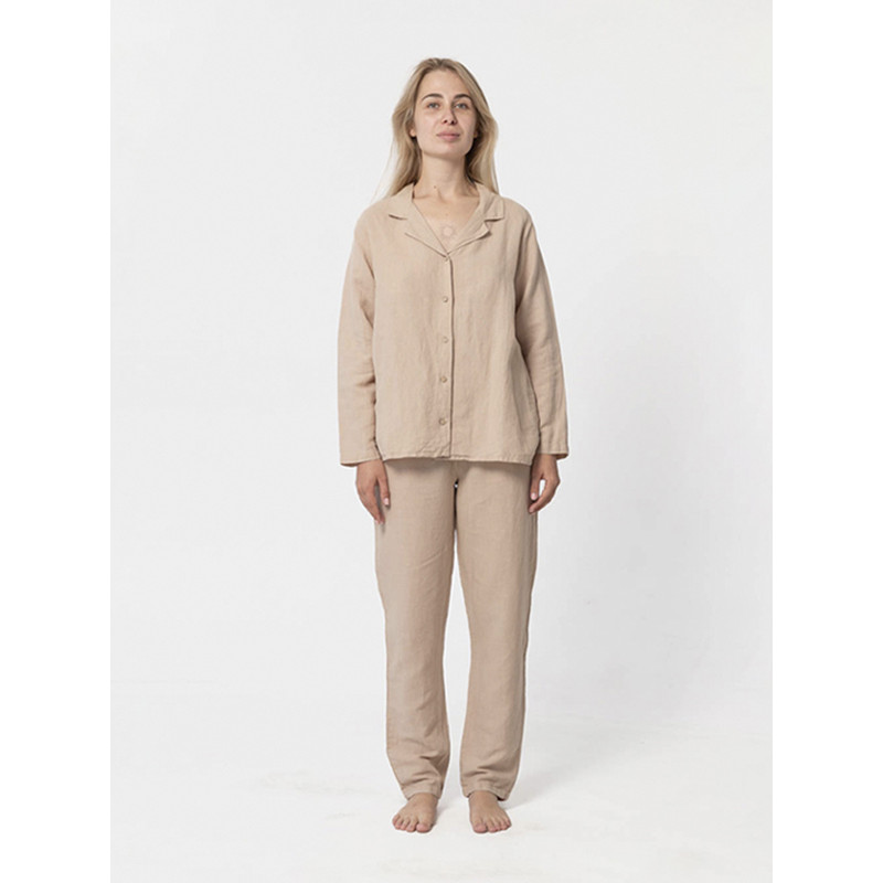Домашні жіночі штани з льону Lotus Home - Bruma бежевий L