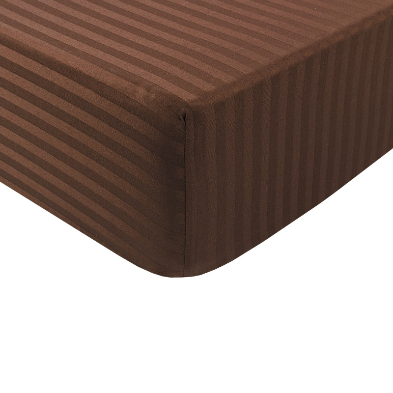 Простирадло Lotus Готель - Сатин Страйп 1*1 кавовий Туреччина 90*200*25 на резинці