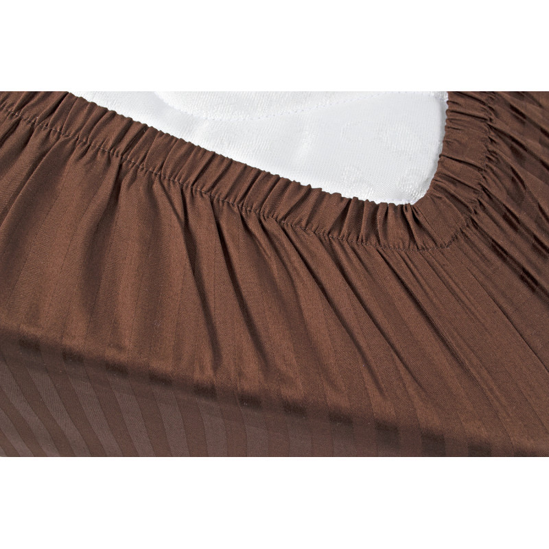 Простирадло Lotus Готель - Сатин Страйп 1*1 кавовий Туреччина 90*200*25 на резинці