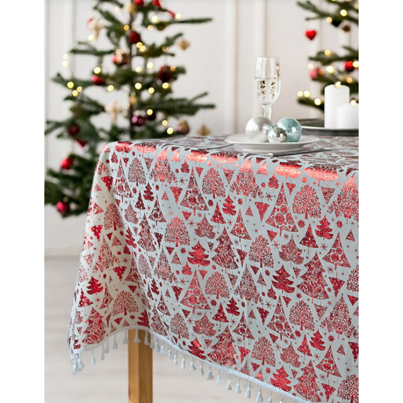 Скатертина Lotus Home - New Year червона 140*180