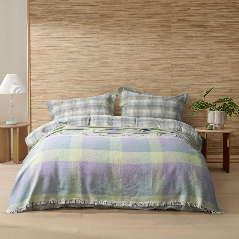 Покривало Lotus Home - Checked Madras зелений 190*225