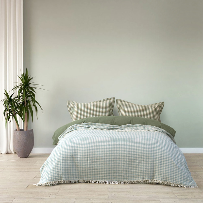 Покривало Lotus Home - Checked Gingham зелений 190*225