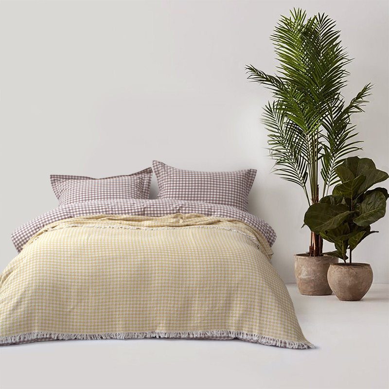 Покривало Lotus Home - Checked Gingham жовтий 190*225