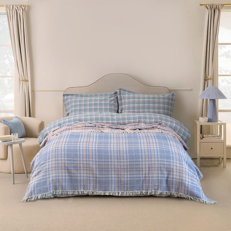 Покривало Lotus Home - Checked Caledonia блакитний 190*225