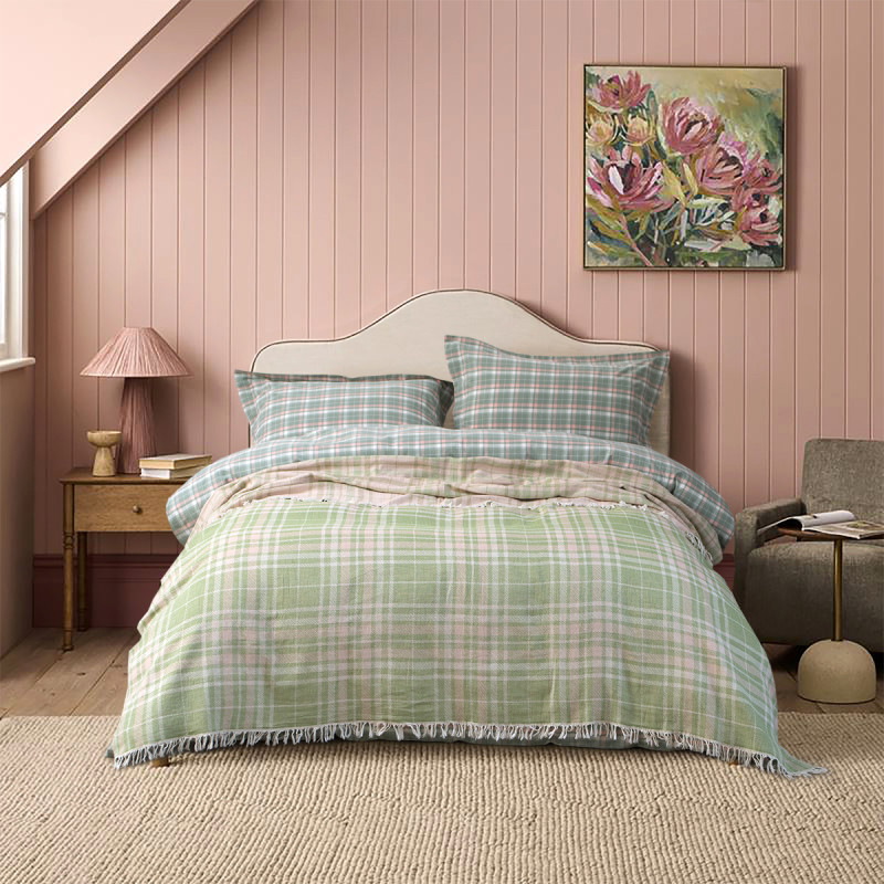 Покривало Lotus Home - Checked Caledonia м'ятний 190*225