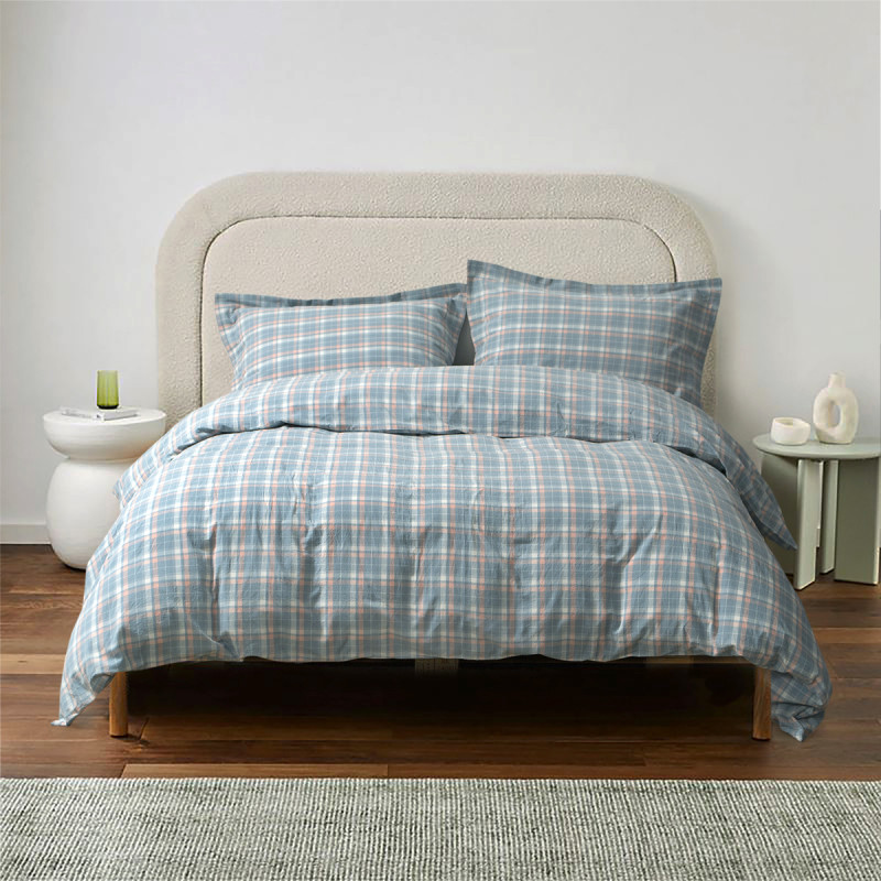 Постільна білизна Lotus Home - Checked Caledonia блакитний сімейний