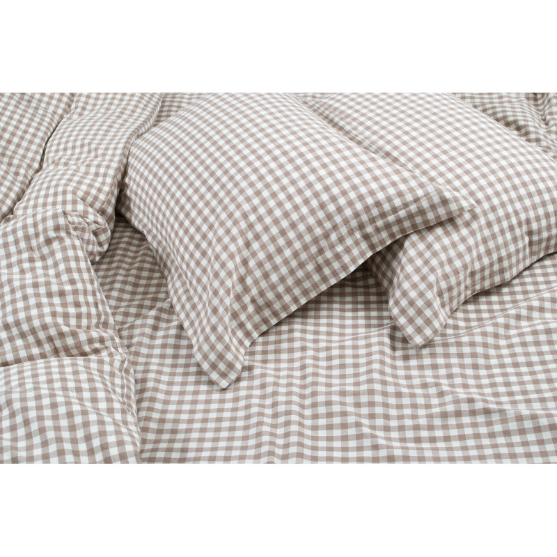 Постільна білизна Lotus Home - Checked Gingham кавовий сімейний
